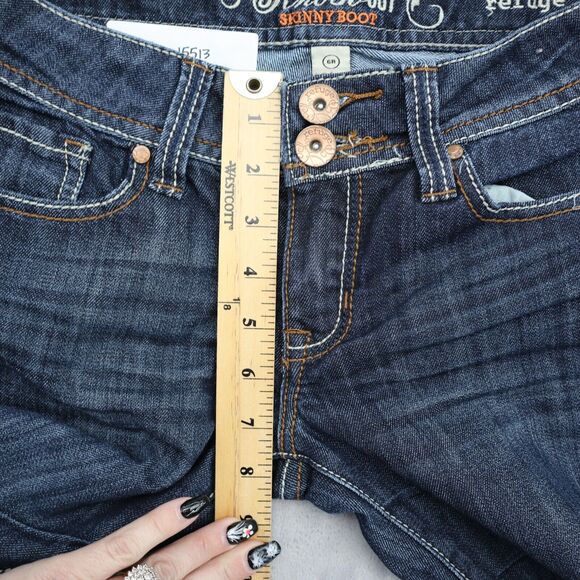 Refuge Pants Womens 6 Blue Knock Out Skinny Boot Low Rise Dark Wash Denim Jeans - Picture 5 of 16